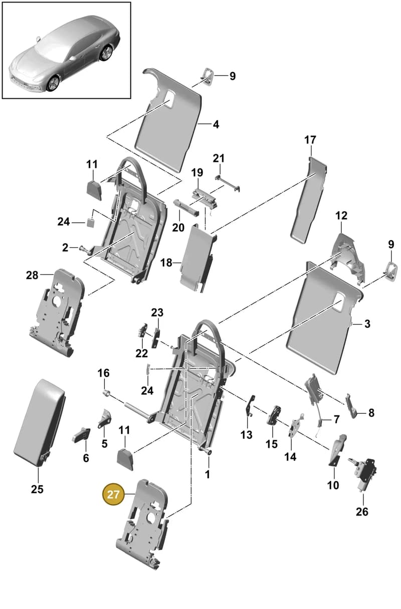 971886909B — Porsche Panamera (2020-2023) diagram p49818040, position 27