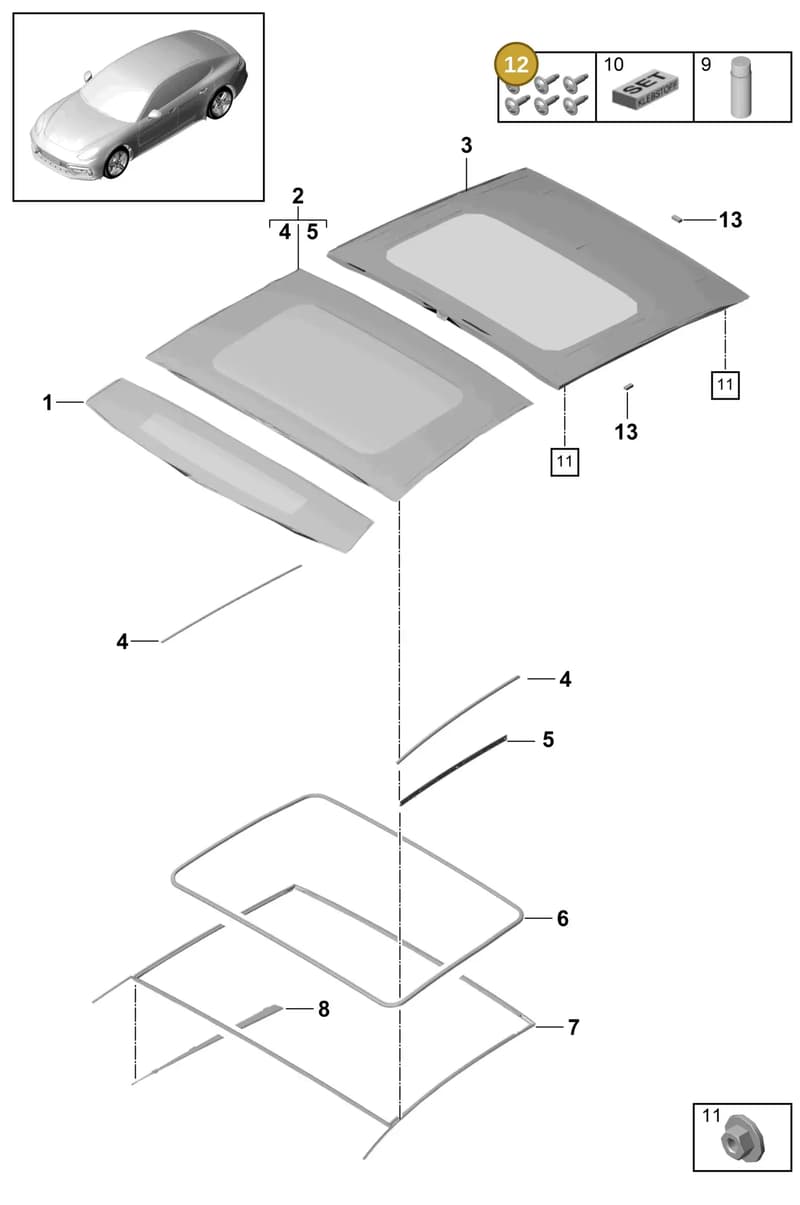 971898011 — Porsche Panamera (2016-2020) diagram p49811000, position 12