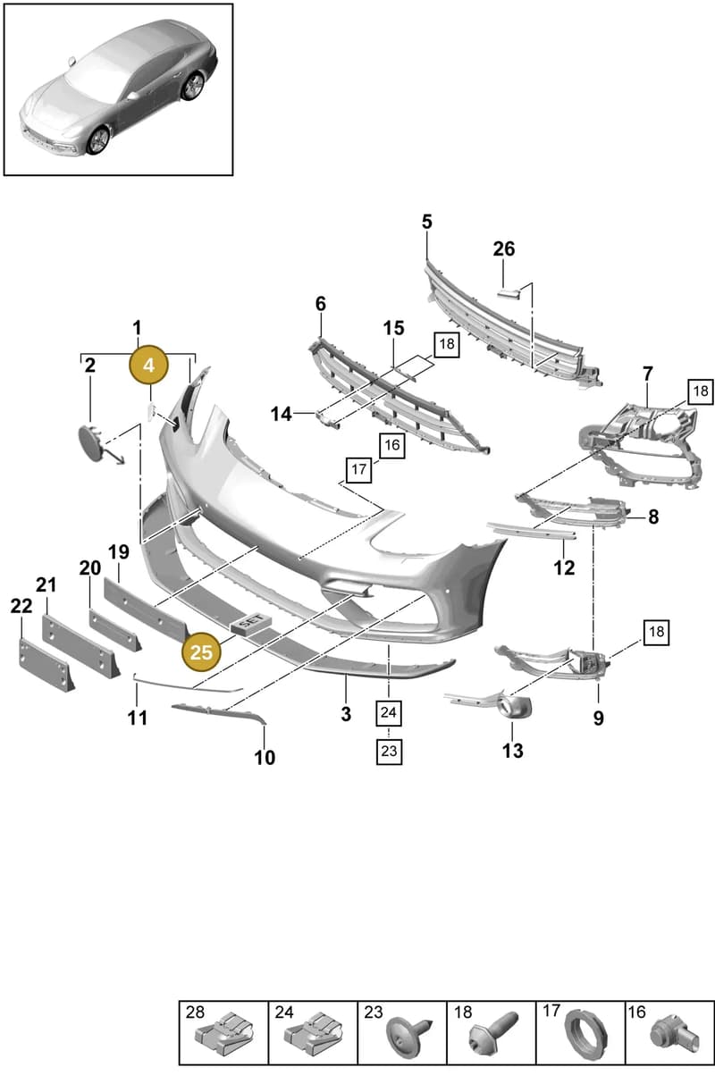 971898031 — Porsche Panamera (2016-2020) diagram p49802010, position 4+25