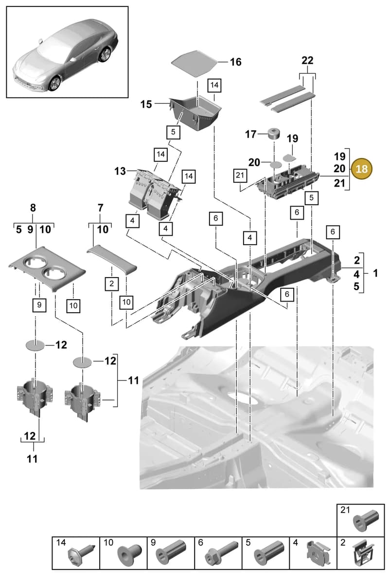 971898530MM9A — Porsche Panamera (2016-2020) diagram p49809030, position 18