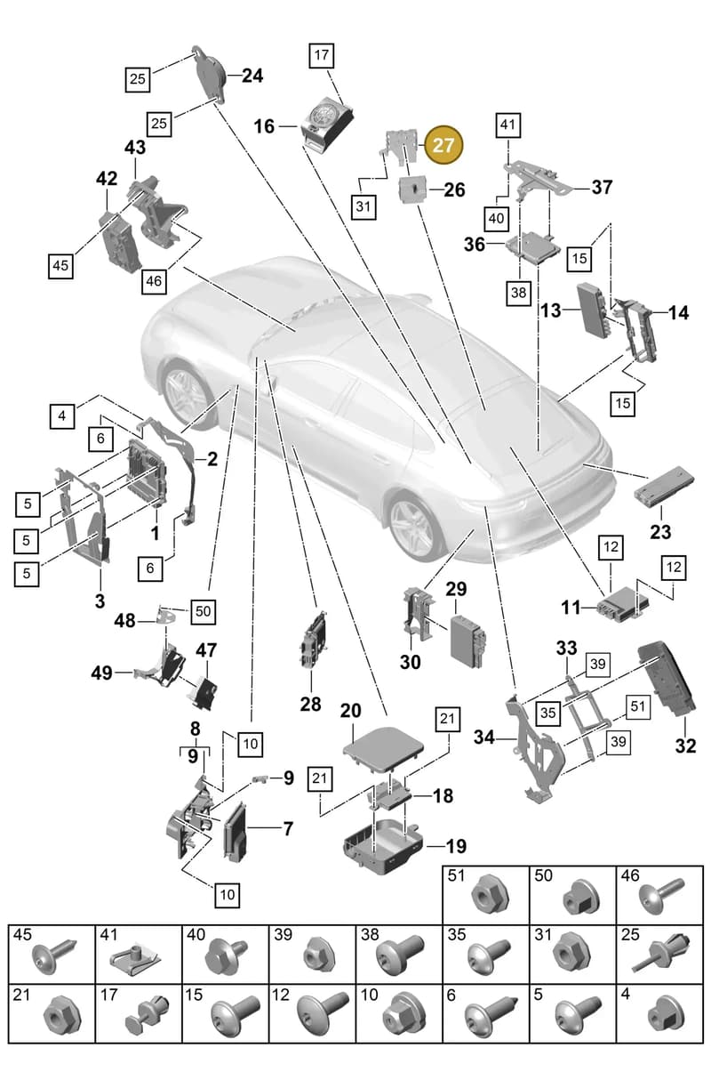 971906129A — Porsche Panamera (2016-2020) diagram p49901003, position 27