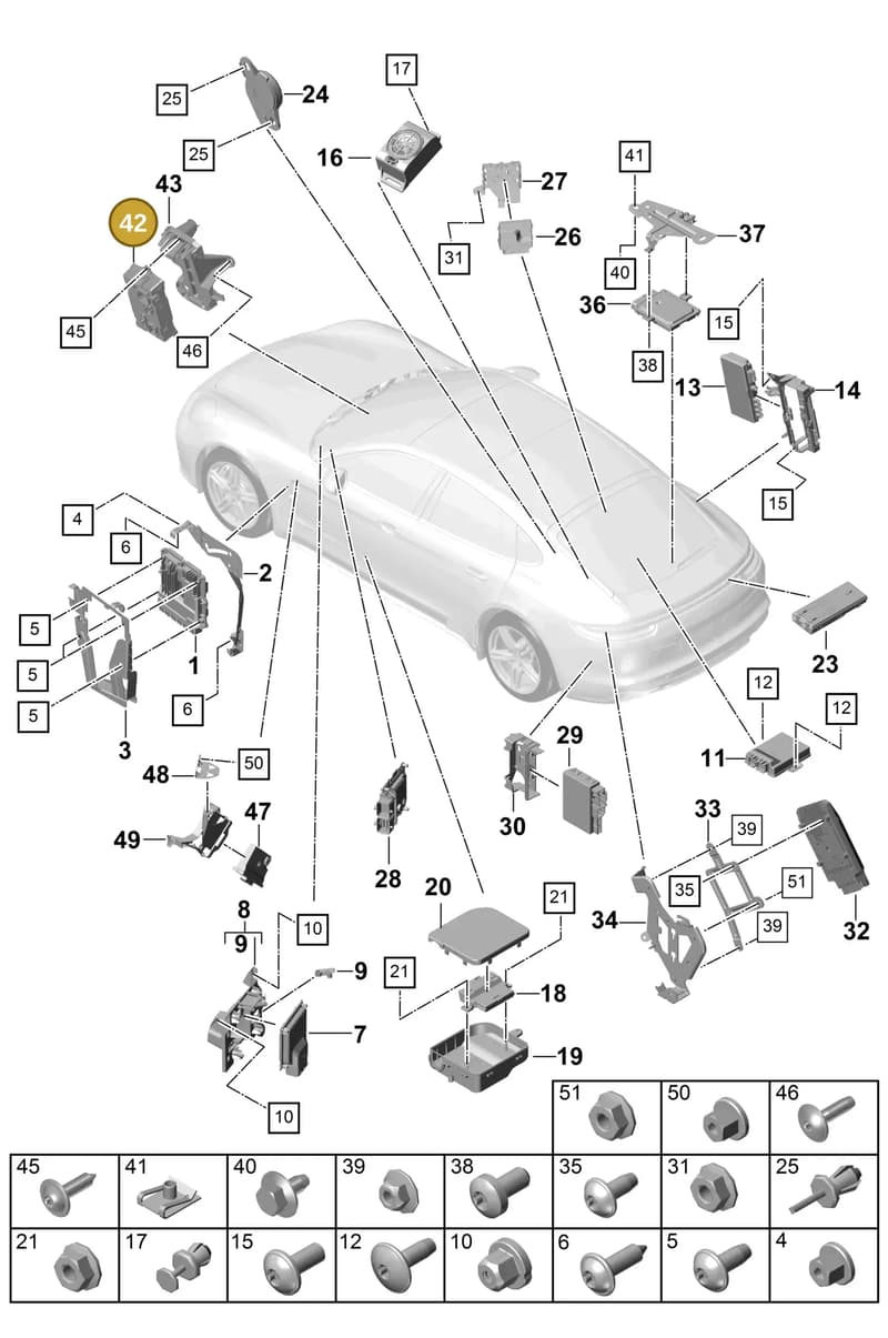 971907040S — Porsche Panamera (2016-2020) diagram p49901003, position 42