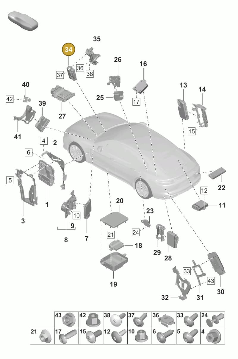 971907040S — Porsche Panamera (2020-2023) diagram p58901003, position 34