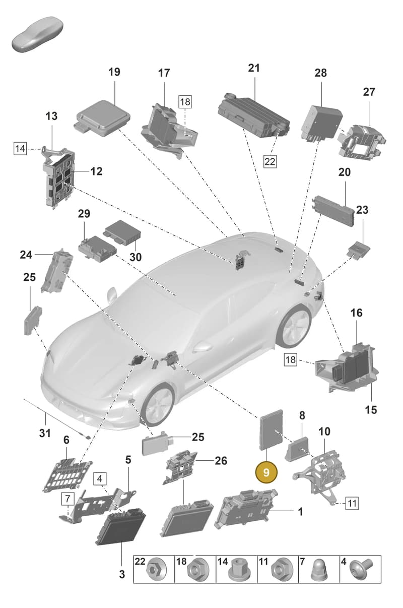 971907063J — Porsche Taycan Sport Turismo (2019-2024) diagram p56901040, position 9