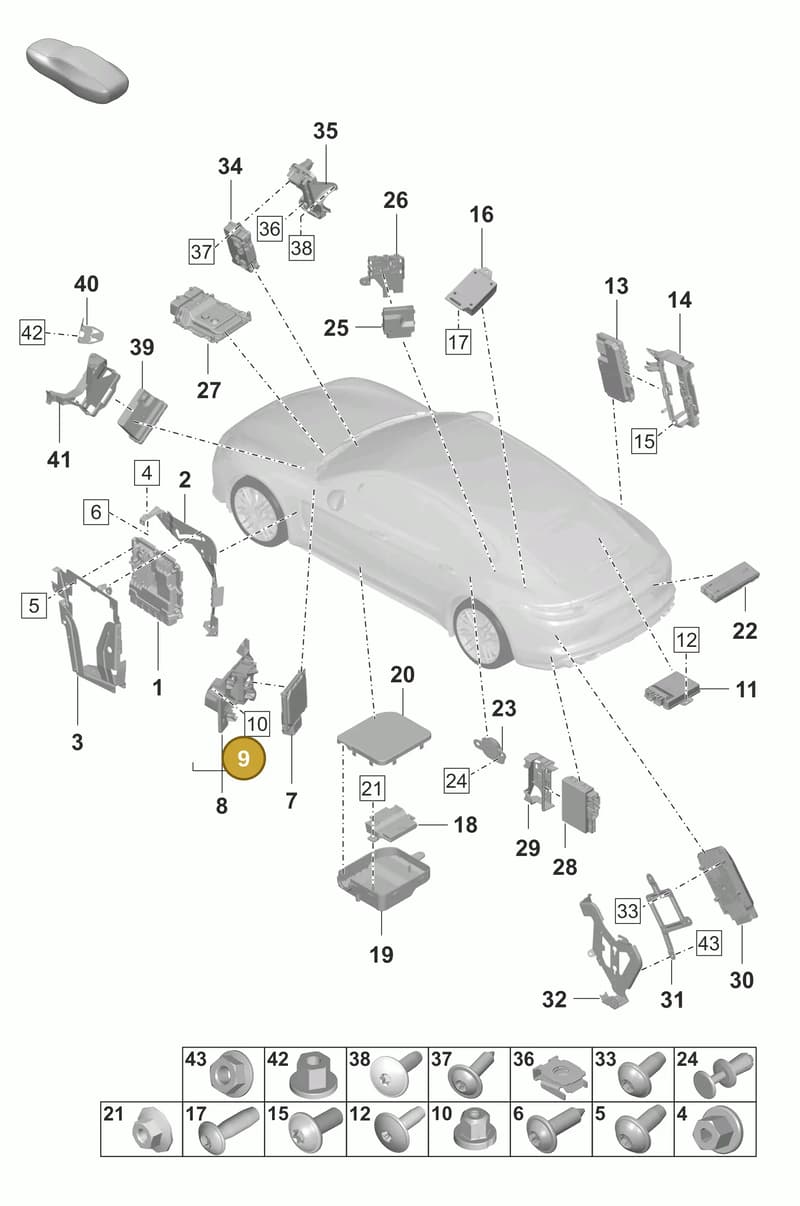 971907681A — Porsche Panamera (2020-2023) diagram p58901003, position 9