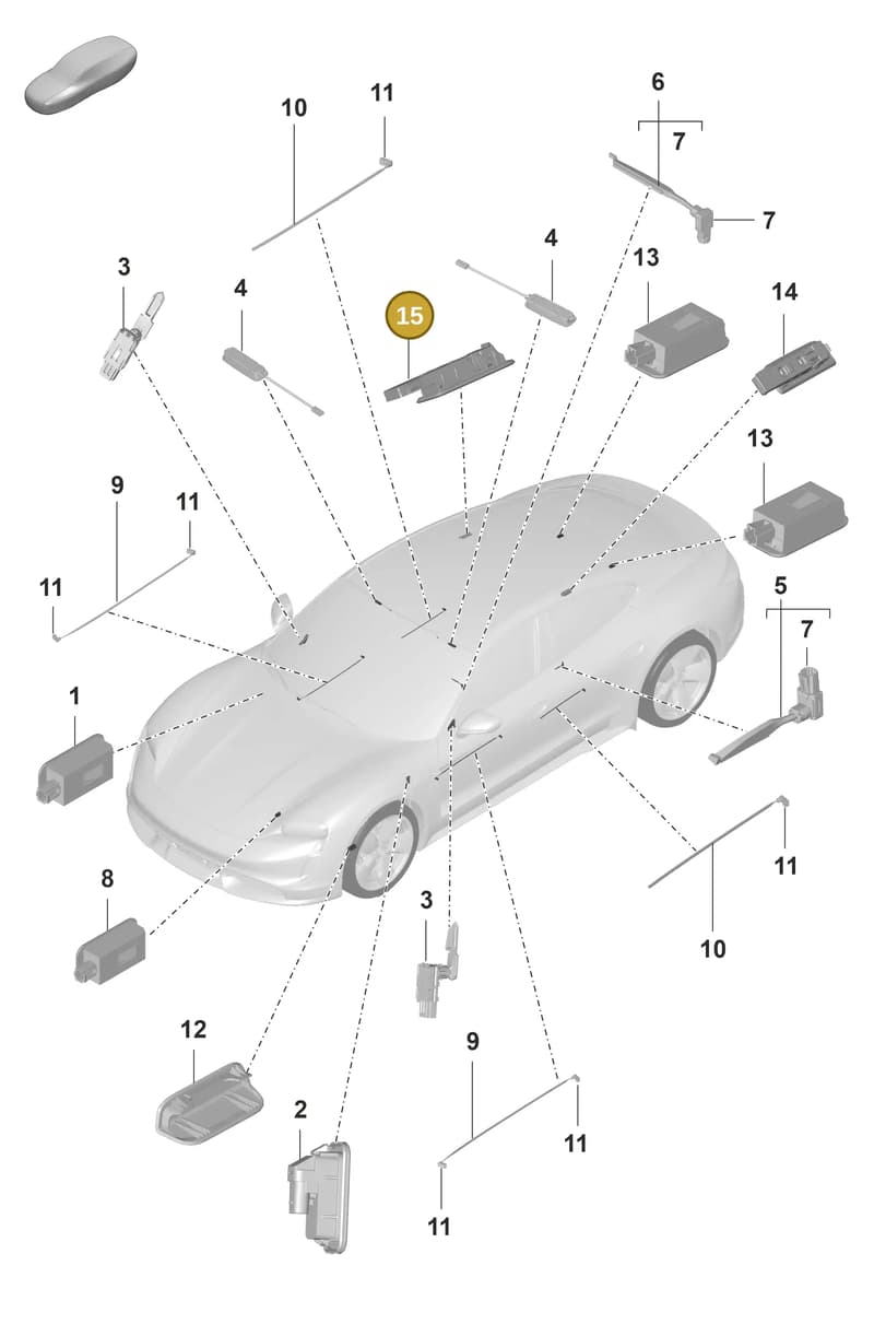 971947354B — Porsche Taycan Sport Turismo (2019-2024) diagram p56903040, position 15