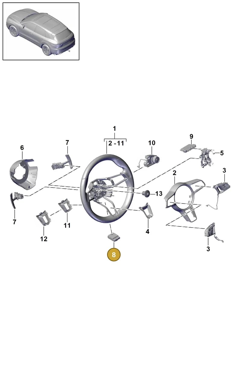 971959256G — Porsche Cayenne (2017-2023) diagram p51403060, position 8