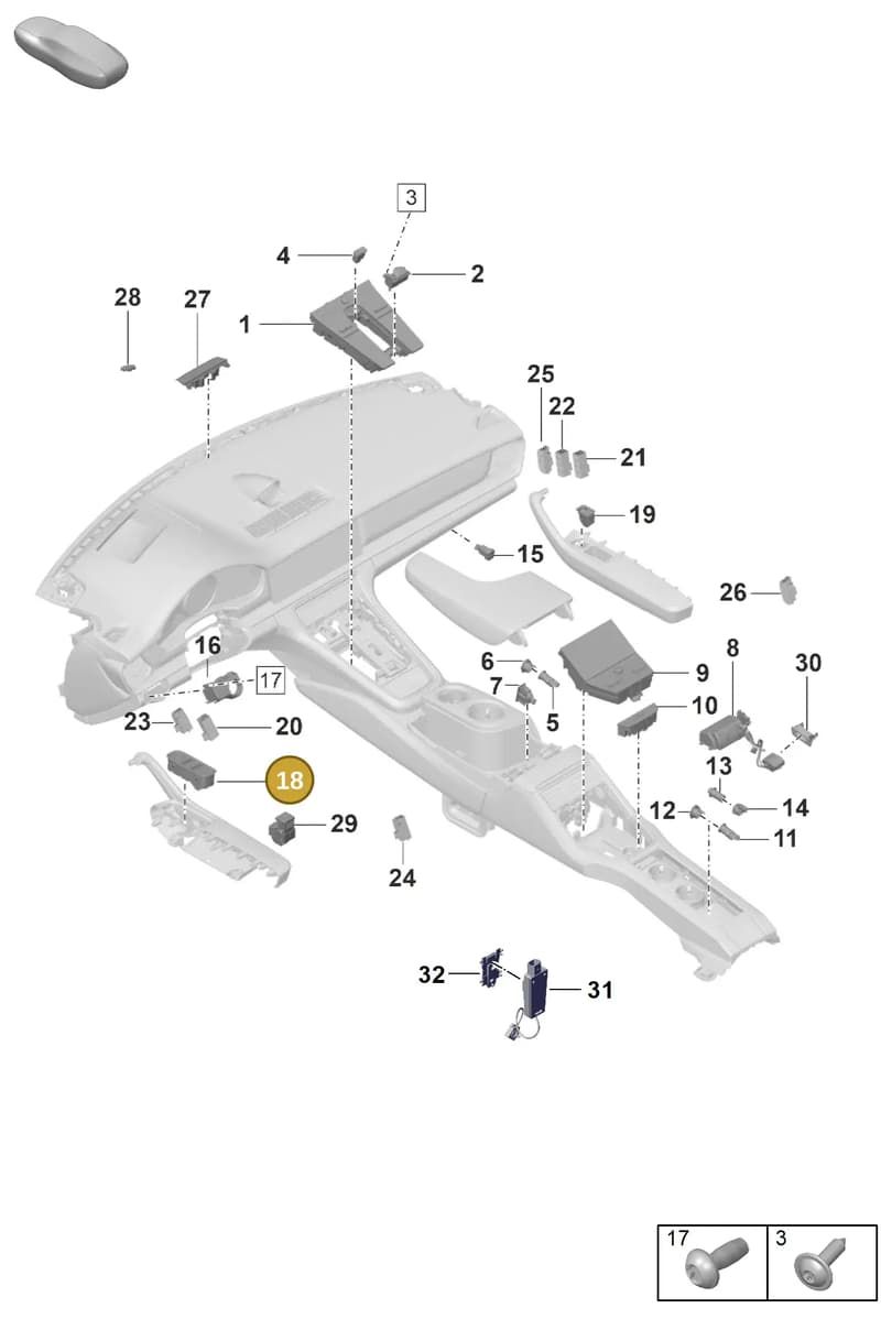 971959858J6N3 — Porsche Panamera (2020-2023) diagram p58903010, position 18