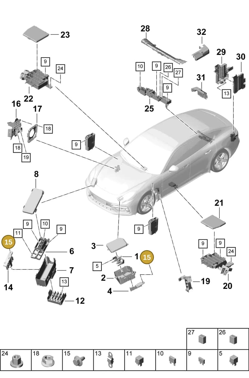 971971454B — Porsche Panamera (2016-2020) diagram p49902000, position 15