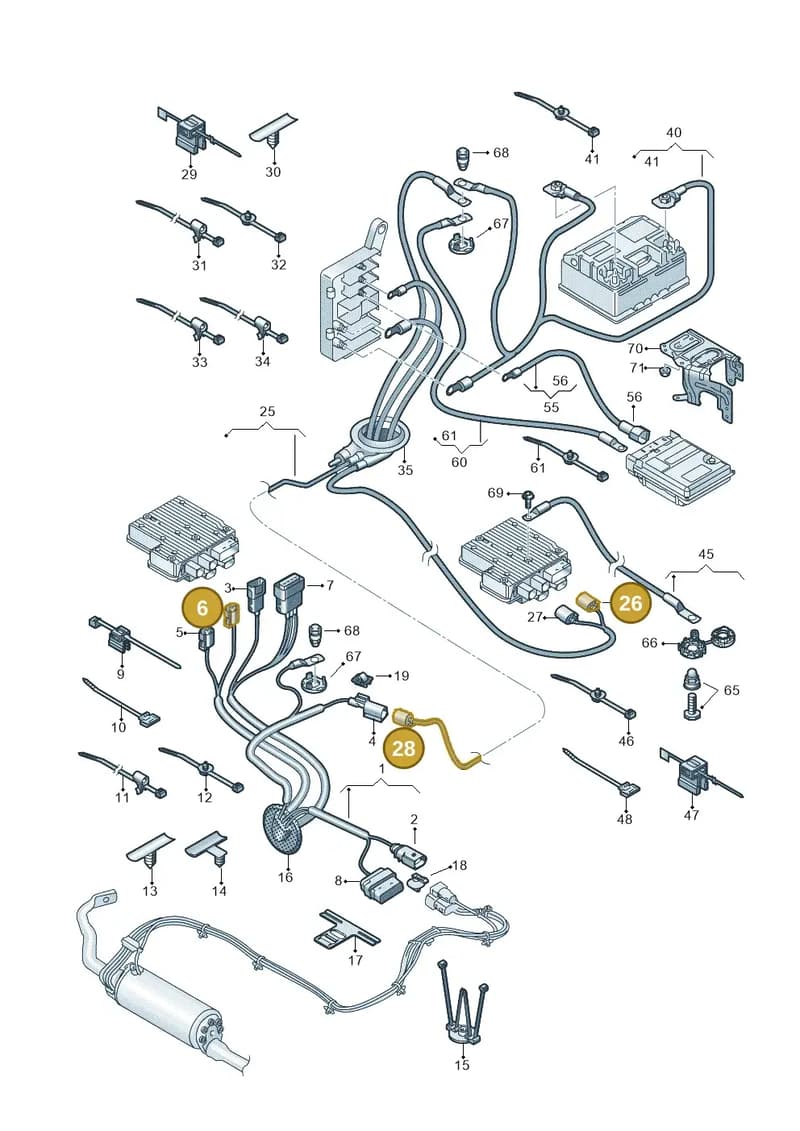 971973701B — Volkswagen Touareg (2017-2025) diagram 439971001, position 6+26+28
