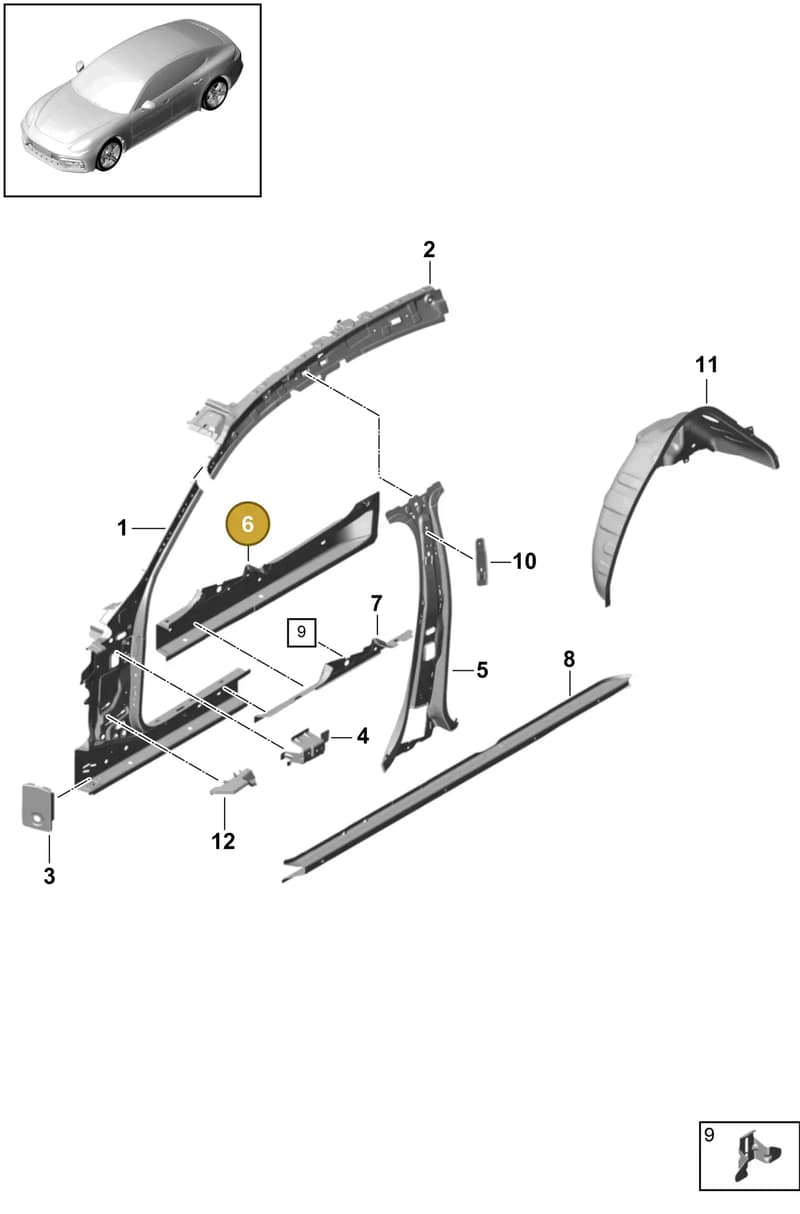 974809264AYGRV — Porsche Panamera (2016-2020) diagram p49801050, position 6
