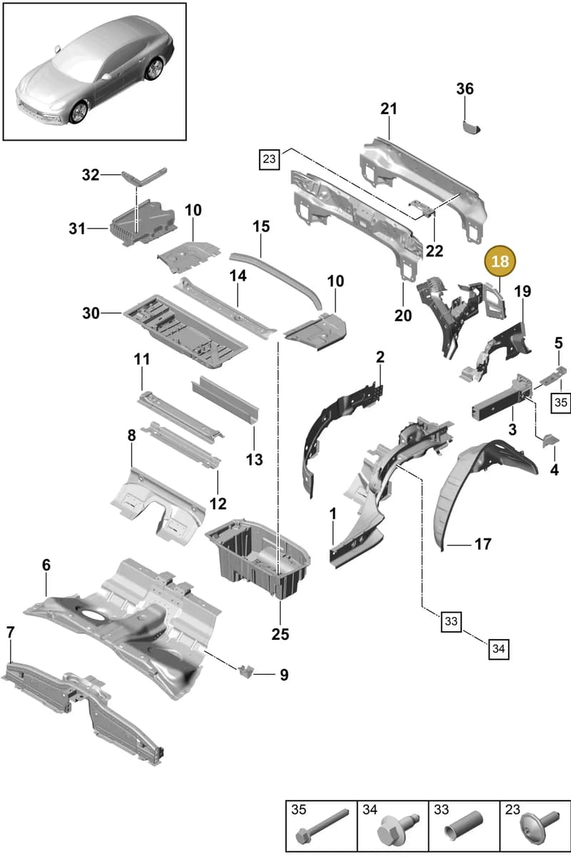 974810417YGRV — Porsche Panamera (2016-2020) diagram p49801030, position 18