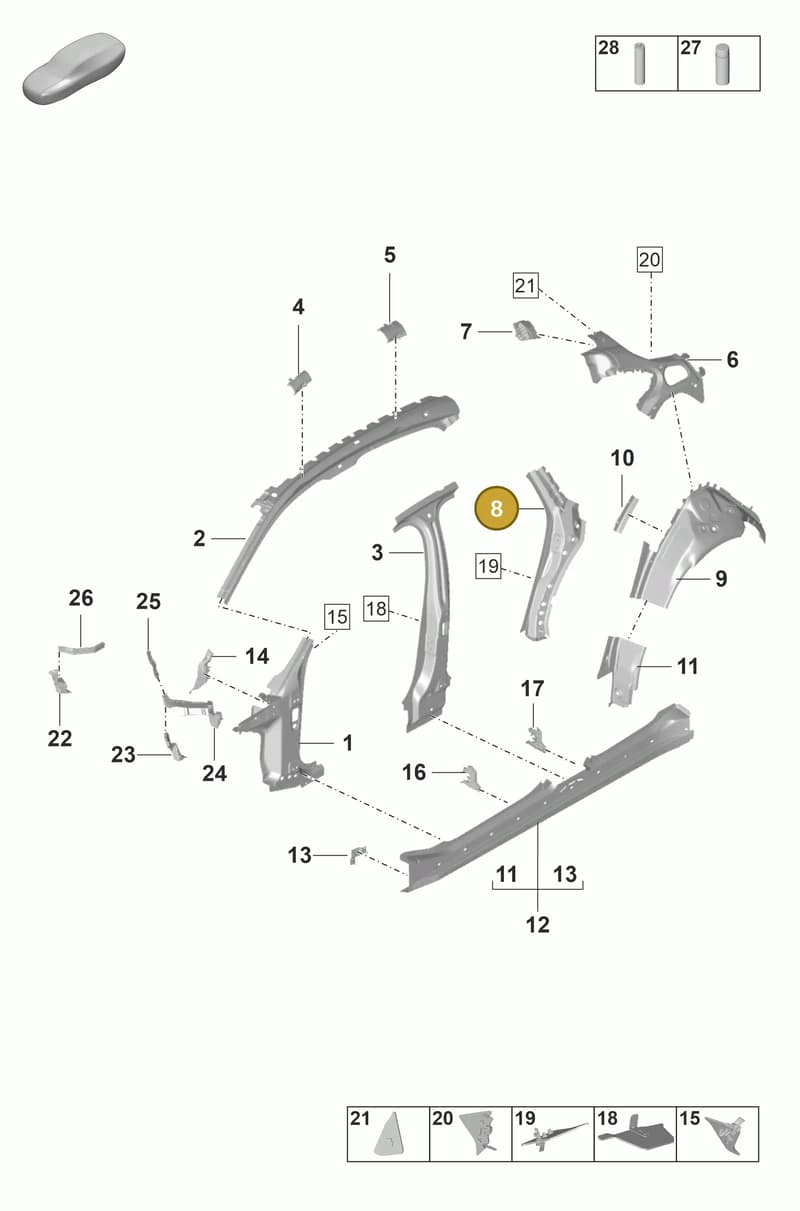 974810521YGRV — Porsche Panamera (2020-2023) diagram p58801510, position 8