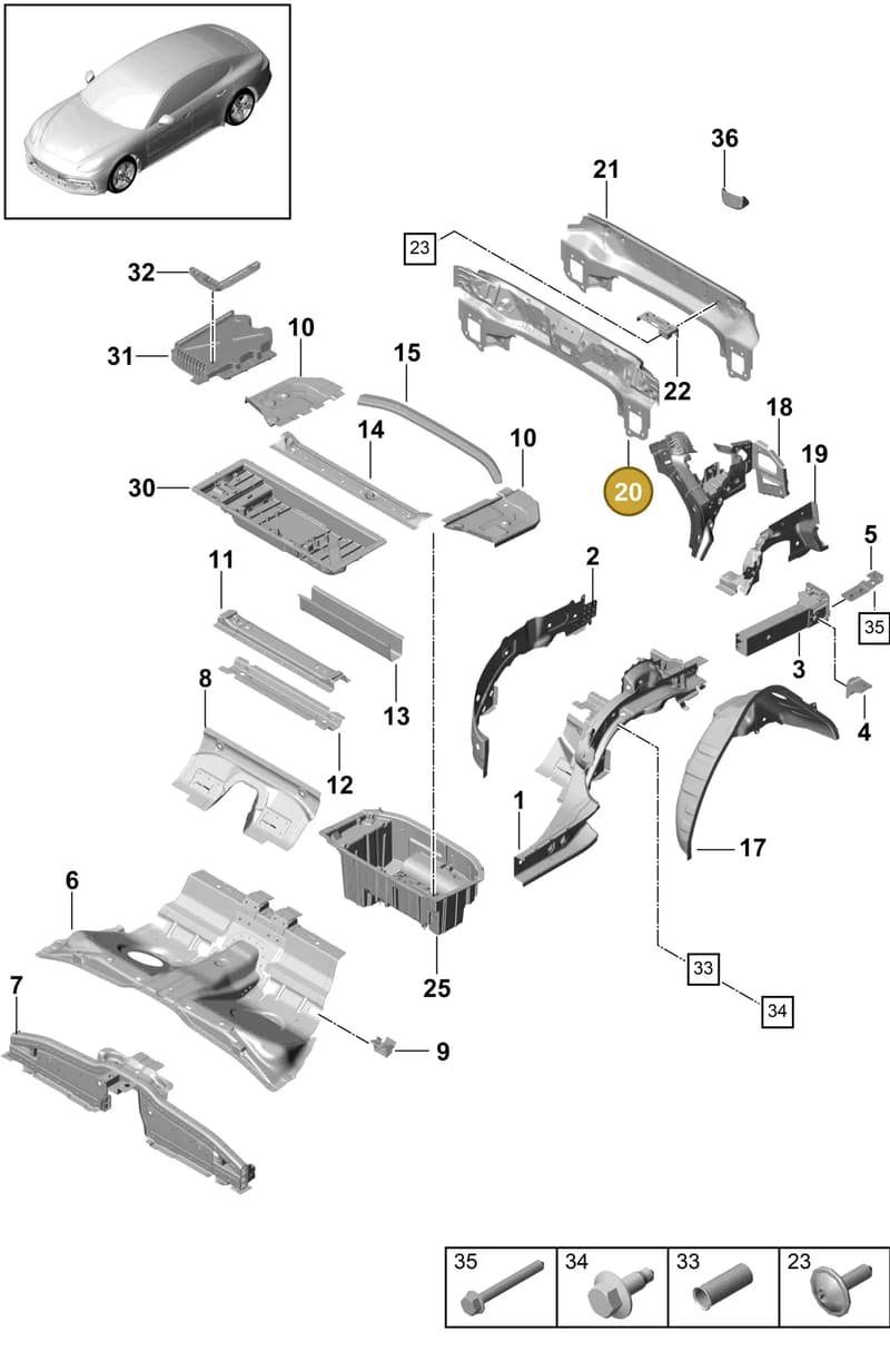 974813295YGRV — Porsche Panamera (2016-2020) diagram p49801030, position 20