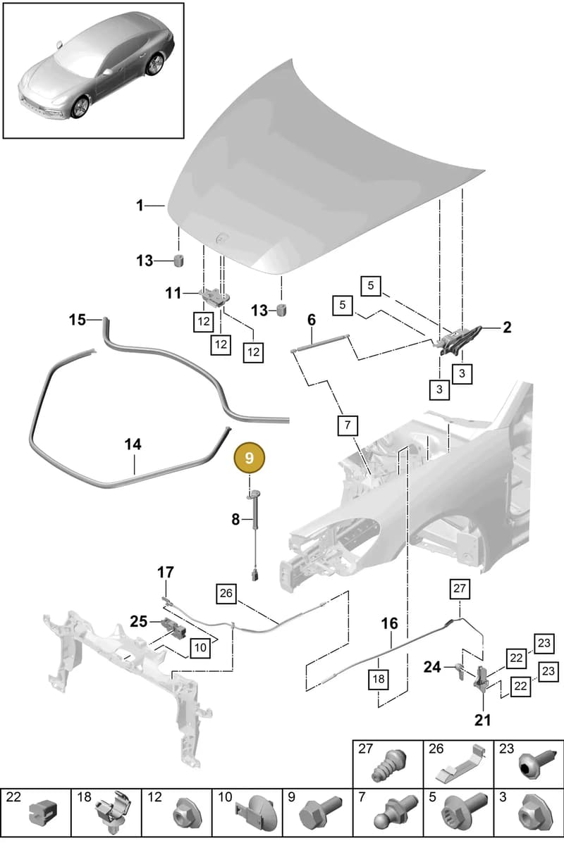 974827379 — Porsche Panamera (2016-2020) diagram p49803000, position 9