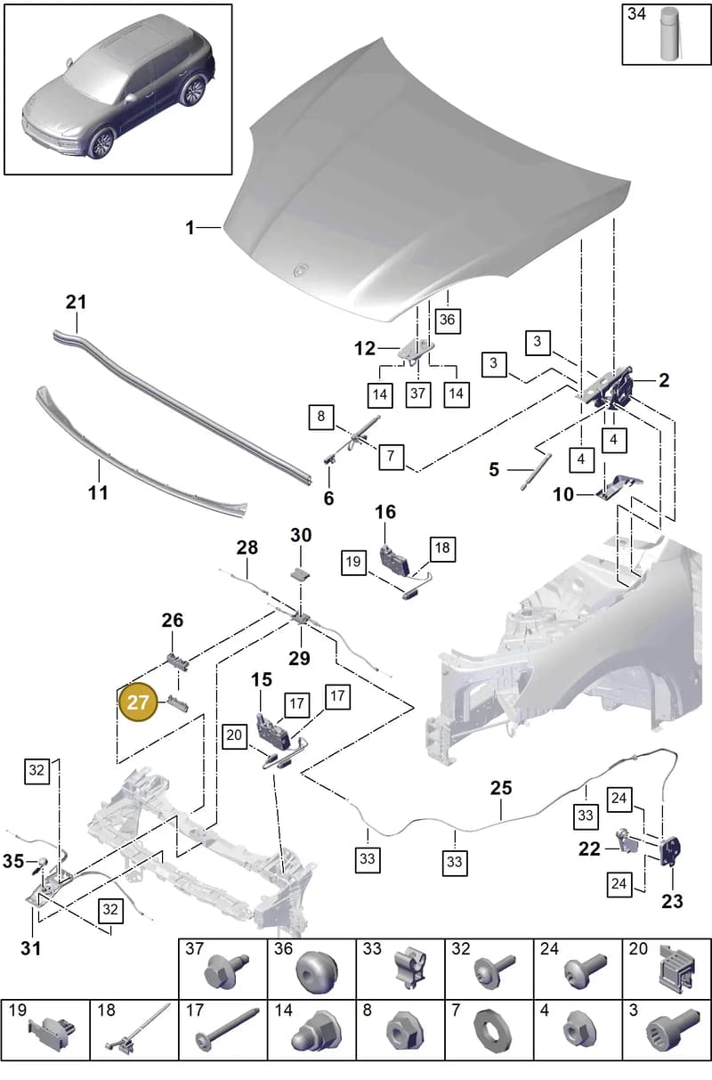 974827679B — Porsche Cayenne (2017-2023) diagram p51803000, position 27