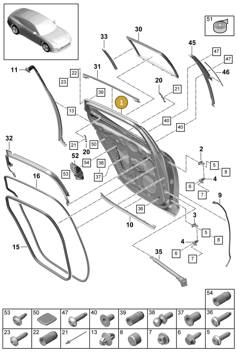 974833021YGRV — Porsche Panamera (2016-2020) diagram p49804010, position 1