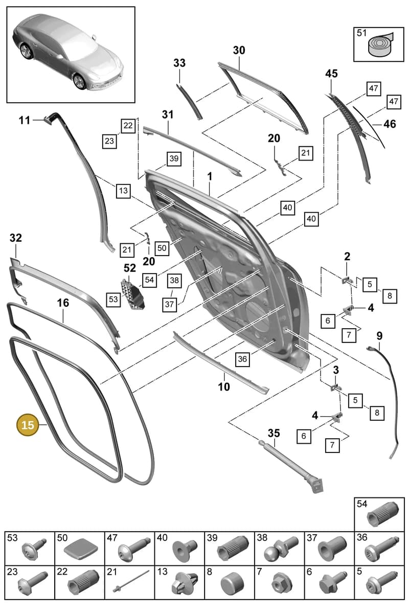 974833721Y — Porsche Panamera (2016-2020) diagram p49804010, position 15