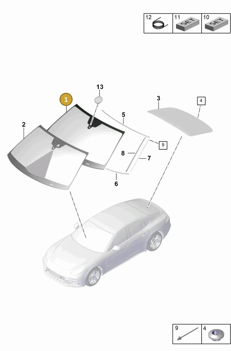 974845318A — Porsche Panamera (2016-2020) diagram p49805000, position 1