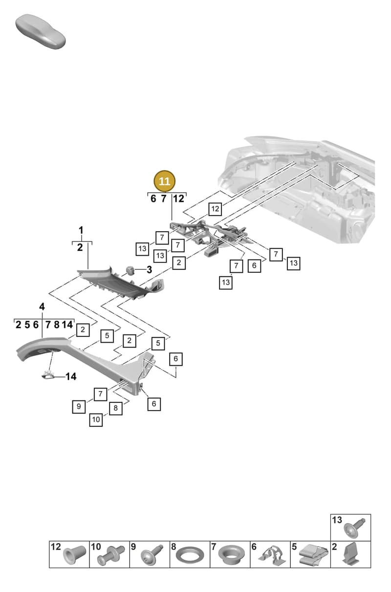 974868892A — Porsche Panamera (2020-2023) diagram p58807420, position 11