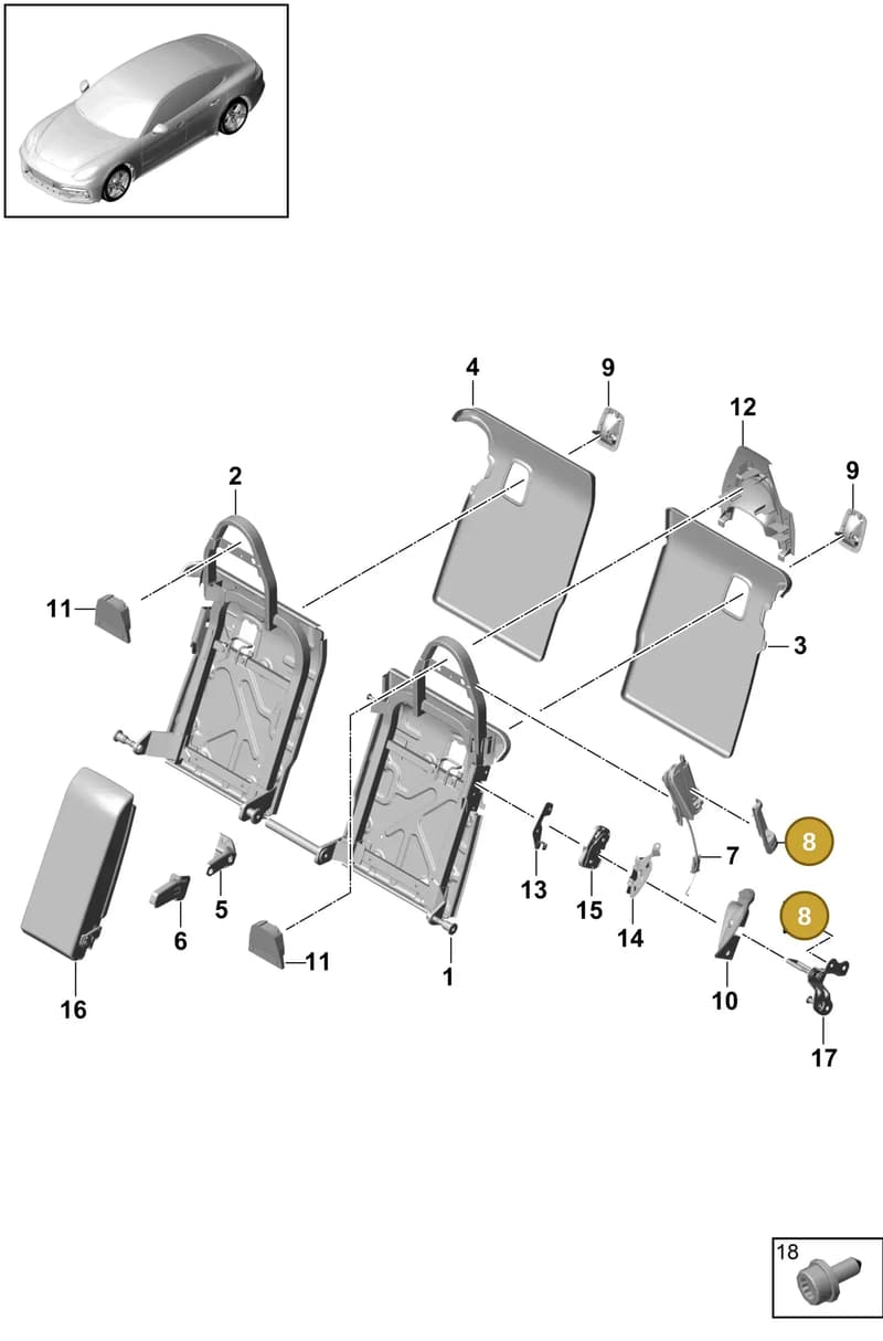 974885805GDB — Porsche Panamera (2020-2023) diagram p49818010, position 8