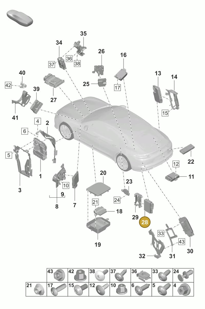 974907479S — Porsche Panamera (2020-2023) diagram p58901003, position 28