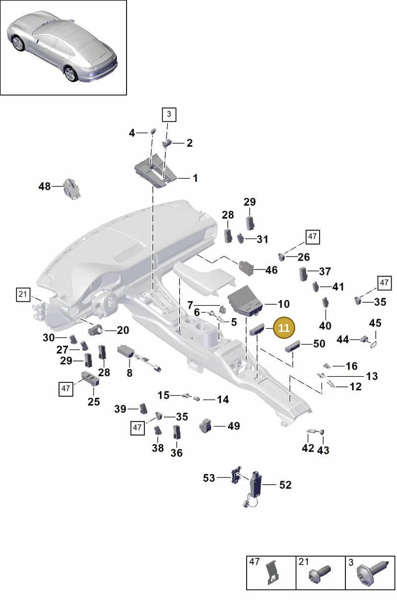974919709DHTO — Porsche Panamera (2016-2020) diagram p49903010, position 11