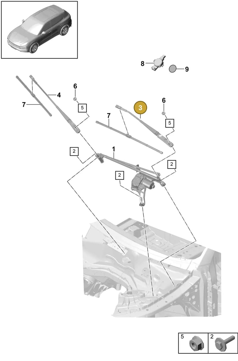 974955707B — Porsche Cayenne (2017-2023) diagram p51904000, position 3