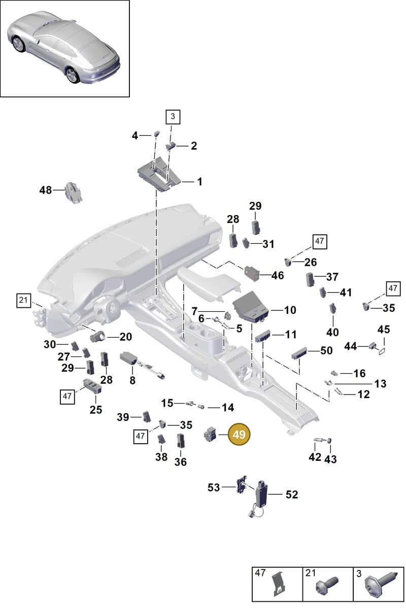 974959873OV3 — Porsche Panamera (2016-2020) diagram p49903010, position 49