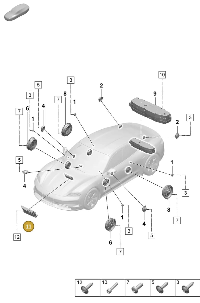976035223J — Porsche Taycan Sport Turismo (2023-2025) diagram p64914100, position 11