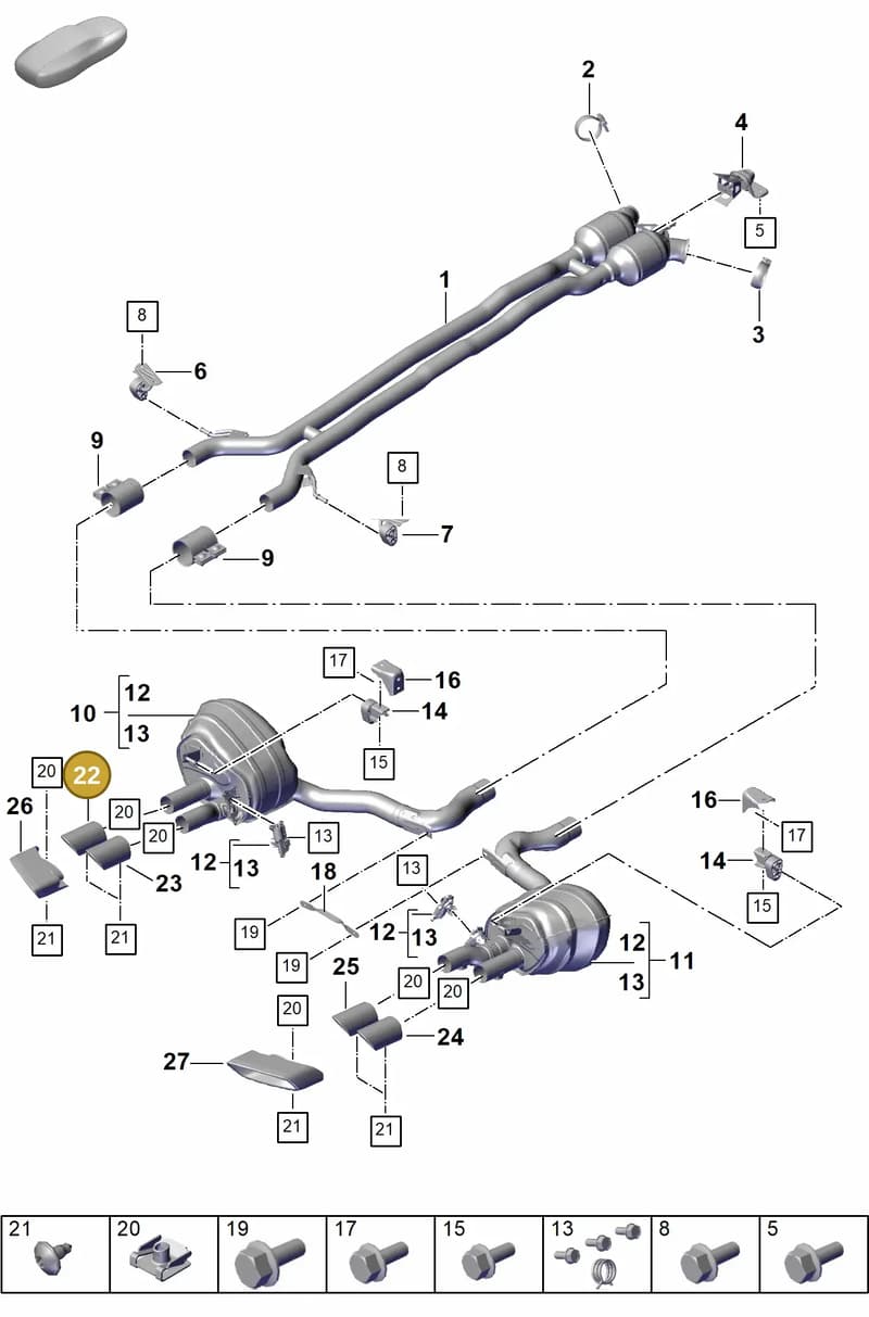 976253823A — Porsche Panamera (2023-2025) diagram p62203010, position 22