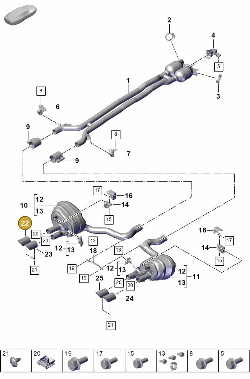 976253823A — Porsche Panamera (2023-2025) diagram p62203060, position 22