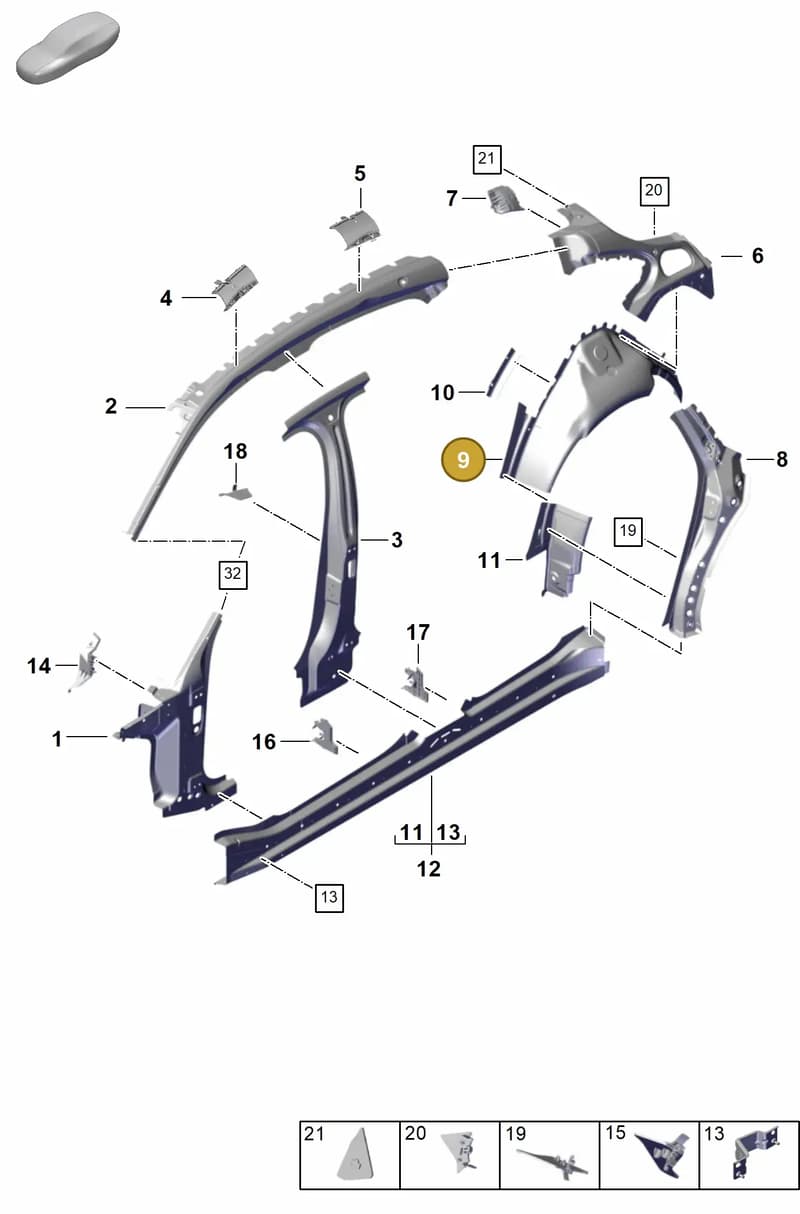 976809270BYGRV — Porsche Panamera (2023-2025) diagram p62801510, position 9