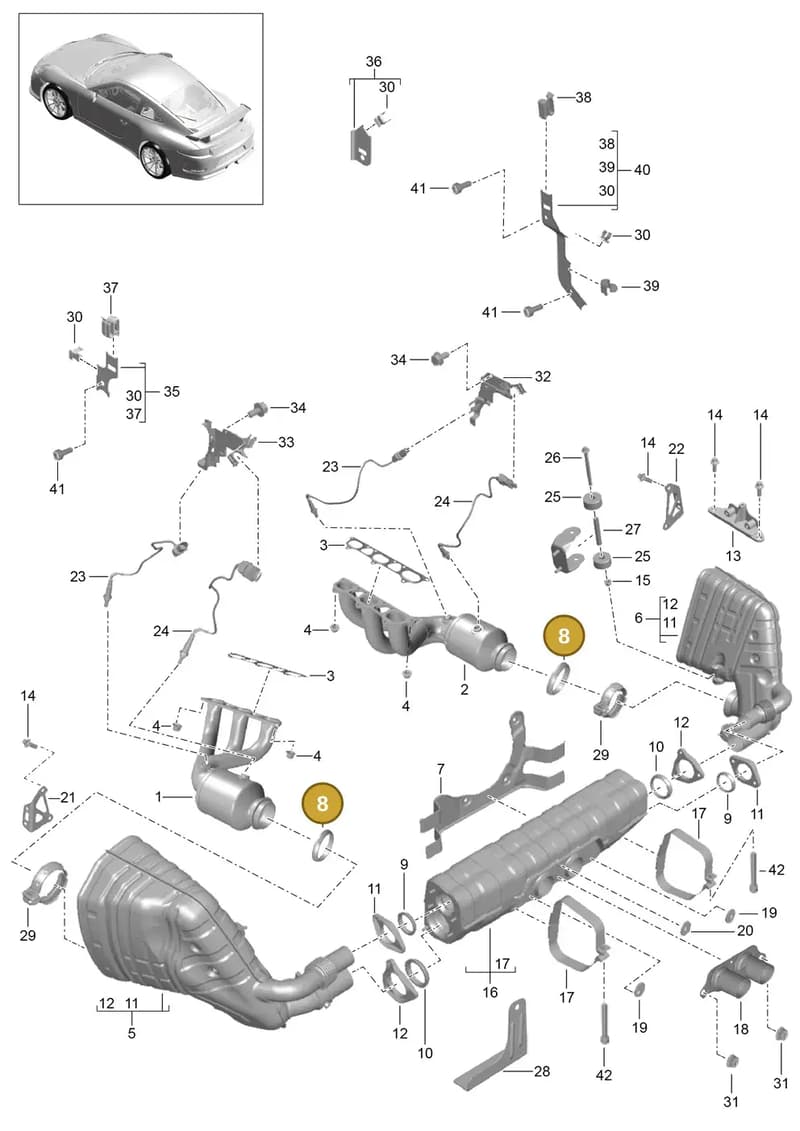 98011156100 — Porsche 911 (2013-2020) diagram p41202000, position 8