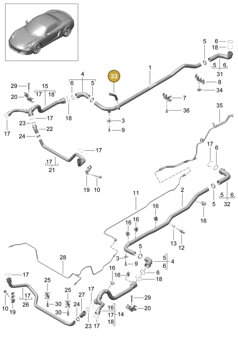 98110621202 — Porsche Boxster (2012-2016) diagram p39105010, position 33