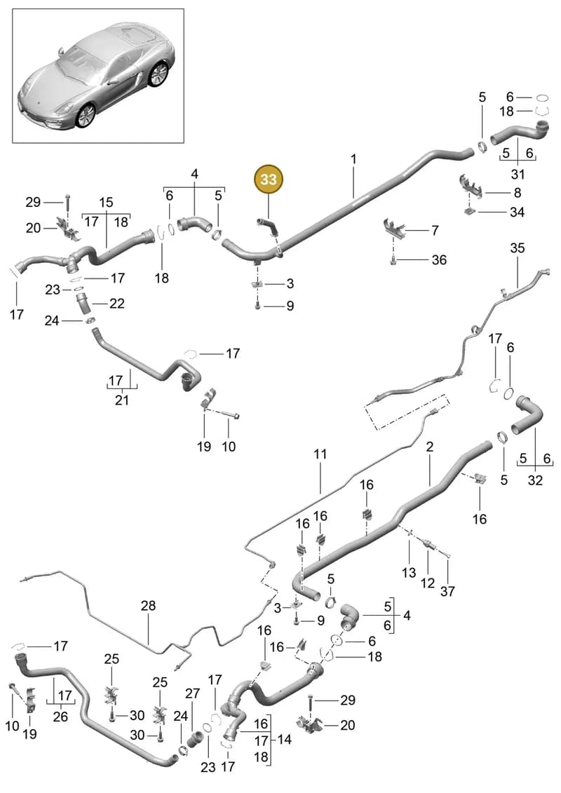 98110621202 — Porsche Cayman (2013-2016) diagram p40105010, position 33