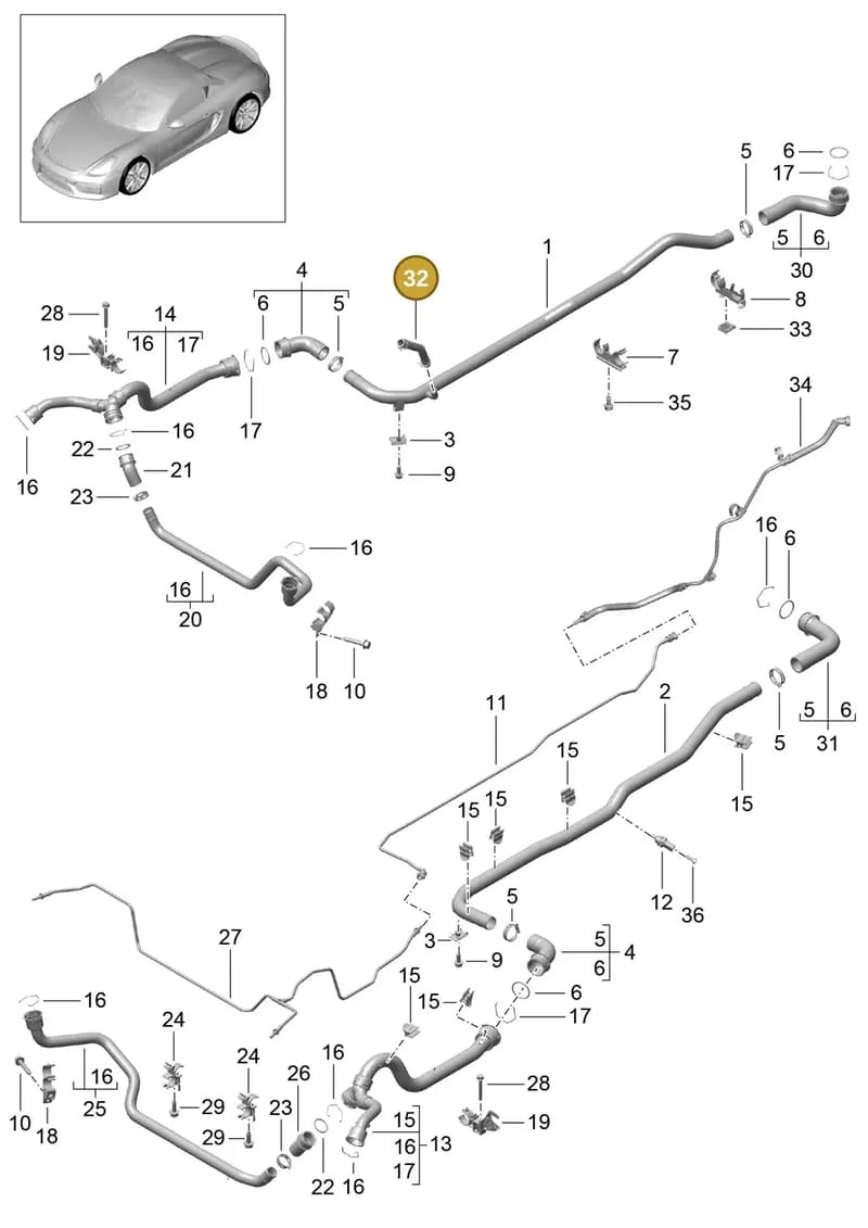 98110621202 — Porsche Boxster Spyder (2015-2016) diagram p46105010, position 32