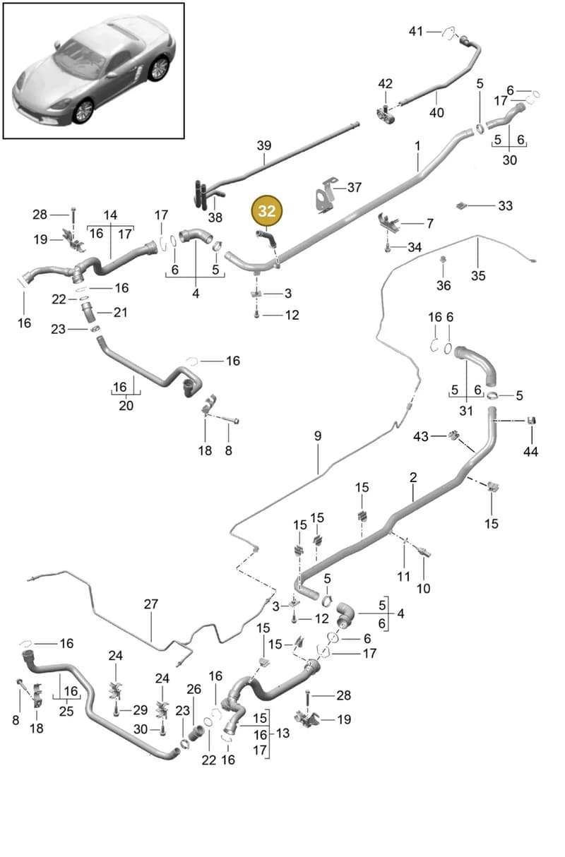 98110621202 — Porsche Boxster (2016-2019) diagram p48105010, position 32
