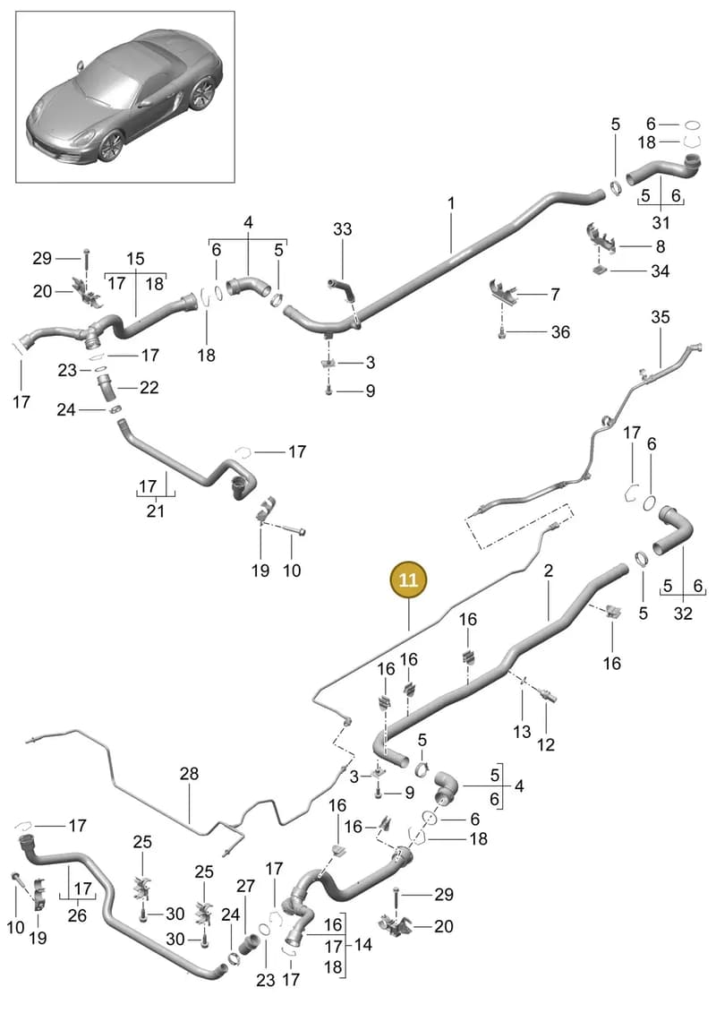 98110622702 — Porsche Boxster (2012-2016) diagram p39105010, position 11