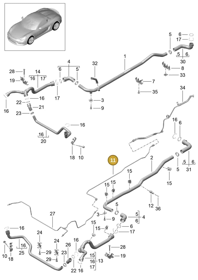 98110622702 — Porsche Boxster Spyder (2015-2016) diagram p46105010, position 11
