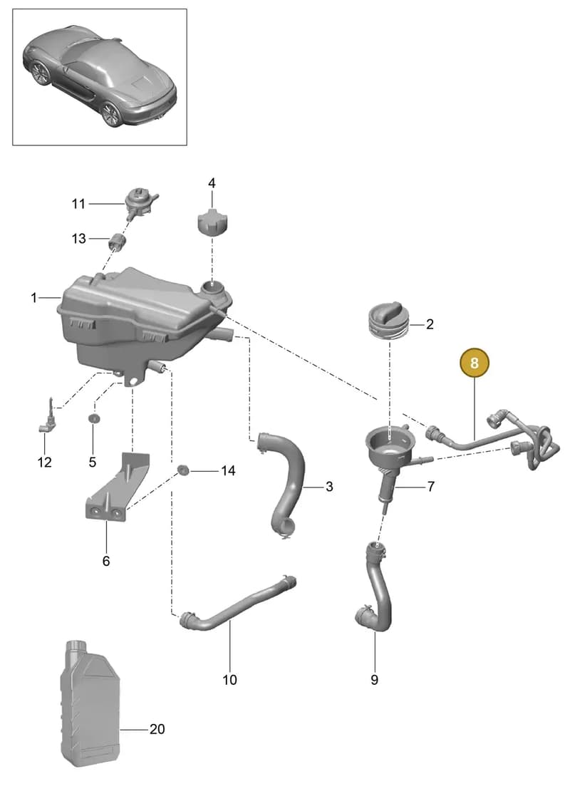 98110628801 — Porsche Boxster (2012-2016) diagram p39105020, position 8