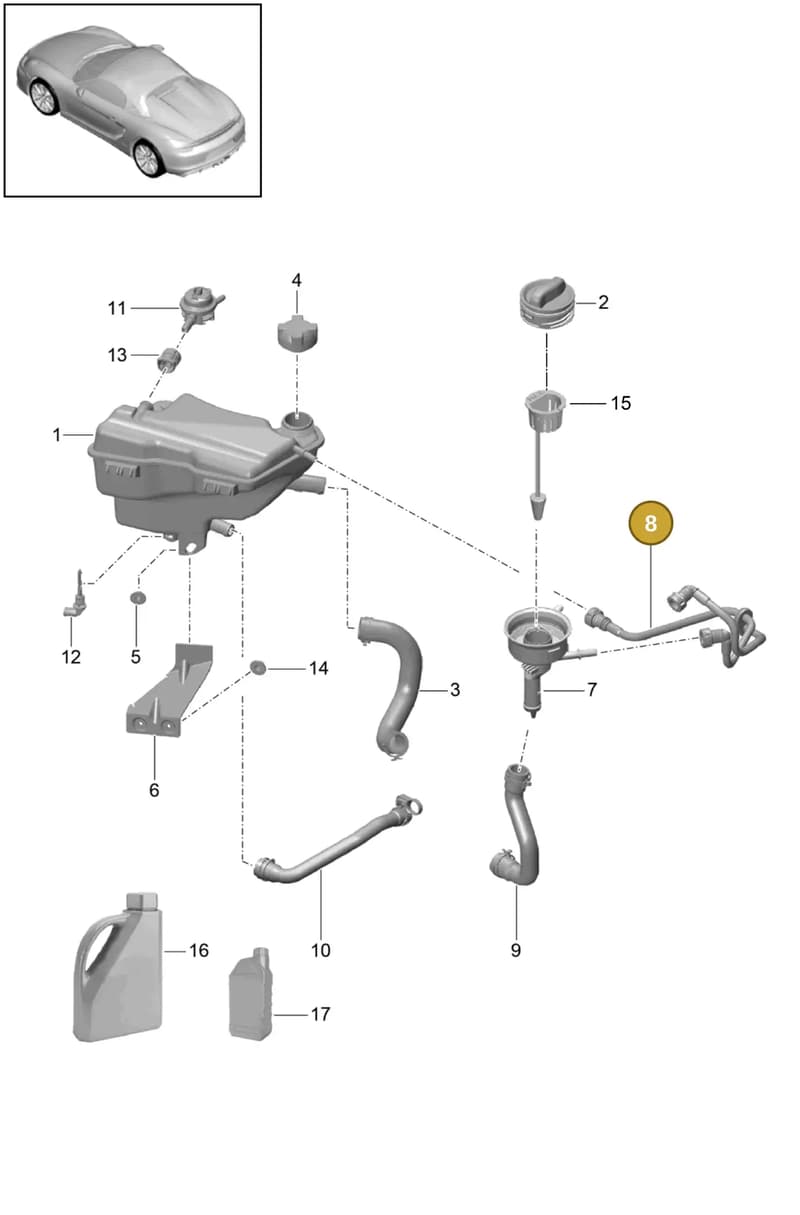 98110628801 — Porsche Boxster Spyder (2015-2016) diagram p46105020, position 8