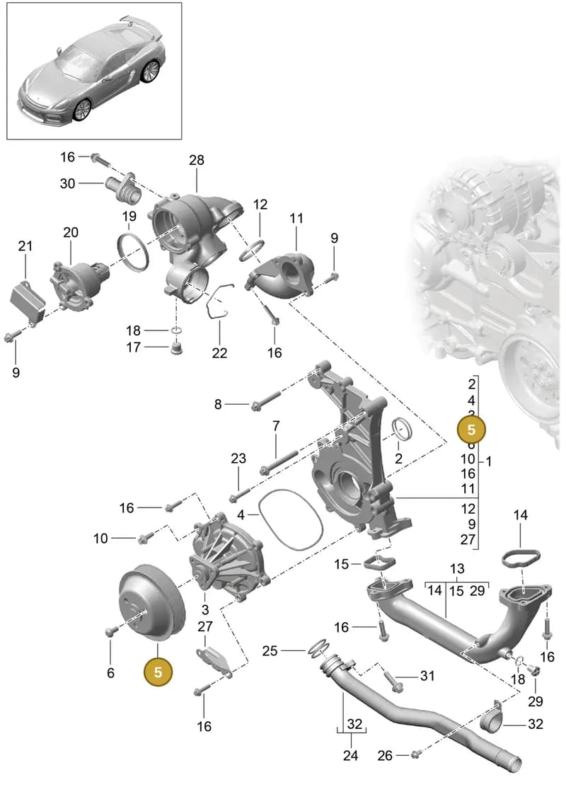 98110653403 — Porsche Cayman GT4 (2015-2016) diagram p45105000, position 5