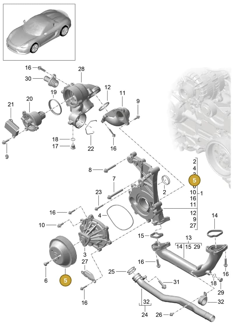 98110653403 — Porsche Boxster Spyder (2015-2016) diagram p46105000, position 5