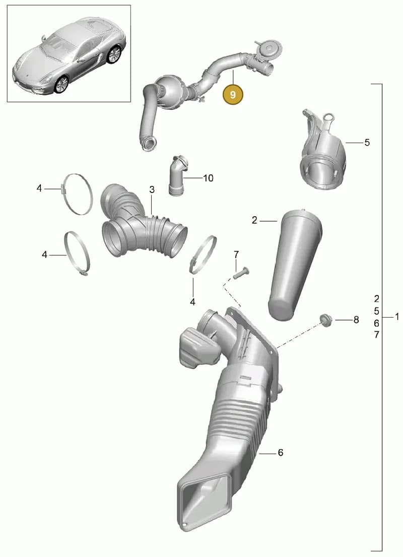 98111002800 — Porsche Cayman (2013-2016) diagram p40106000, position 9