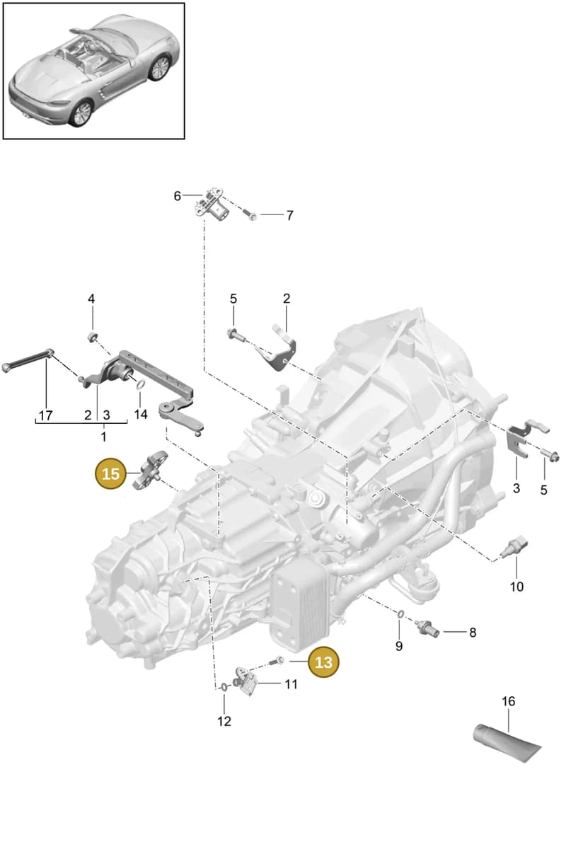 98130305100 — Porsche Boxster (2016-2019) diagram p48302010, position 13+15