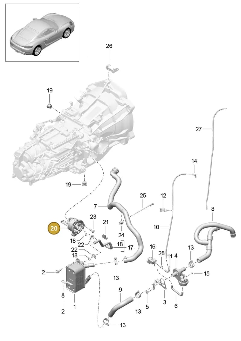98130702300 — Porsche Cayman (2016-2019) diagram p50302020, position 20