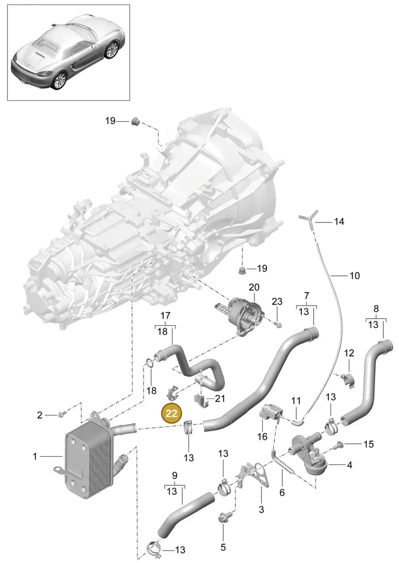 98130781500 — Porsche Boxster (2012-2016) diagram p39302020, position 22