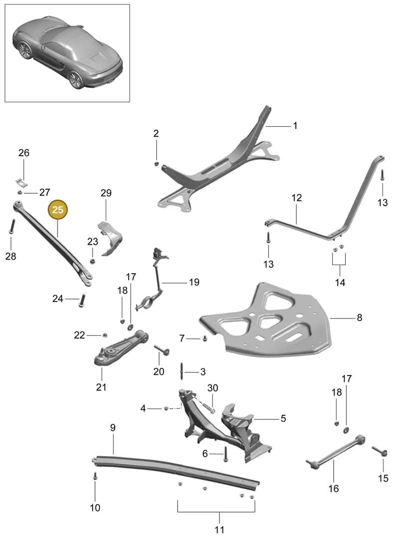 98133104303 — Porsche Boxster (2012-2016) diagram p39501001, position 25