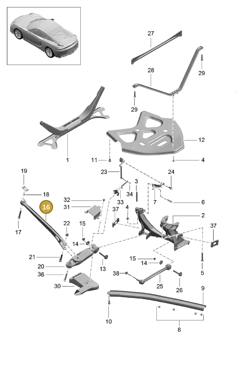 98133104303 — Porsche Cayman GT4 (2015-2016) diagram p45501001, position 16